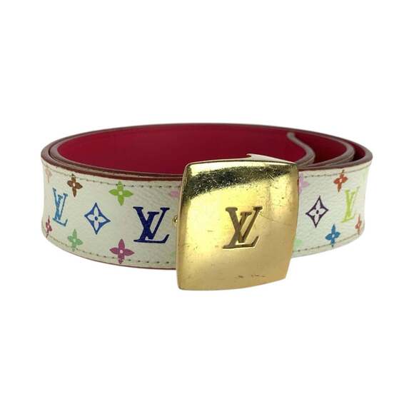 LOUIS VUITTON Monogram Multicolore Santur Carré LV Cut 75cm 30-inch White/Red...